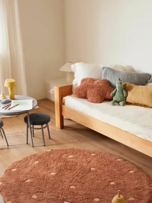 Handgetufteter runder Kinderteppich Dot mit Hoch-Tief-Effekt, waschbar