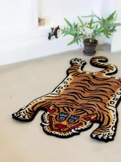 Handgetufteter Wollteppich Tiger