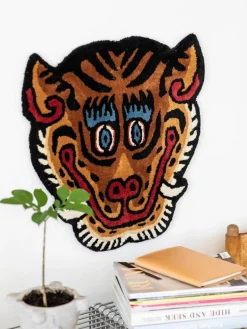 Handgetufteter Wollteppich Tiger Face