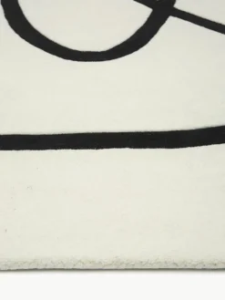 Handgetufteter Wollteppich Line mit One Line Zeichnung