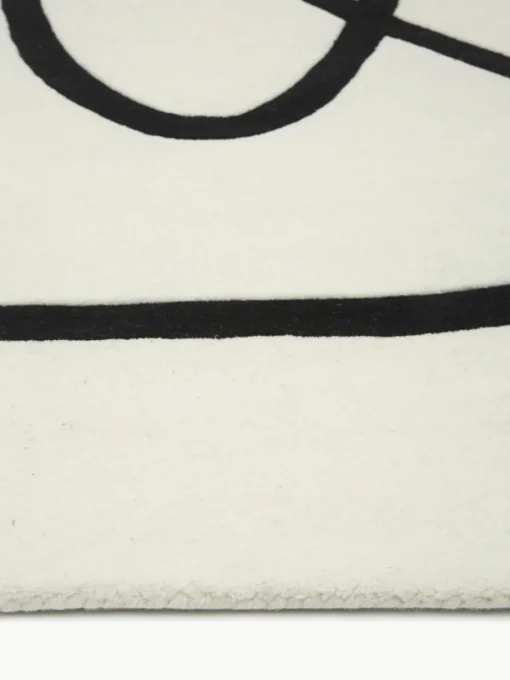 Handgetufteter Wollteppich Line mit One Line Zeichnung