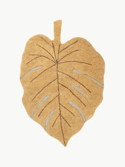 Handgewebter Kinderteppich Monstera mit Hoch-Tief-Effekt, waschbar