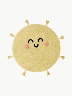 Handgewebter Kinderteppich You're My Sunshine mit Quasten, waschbar