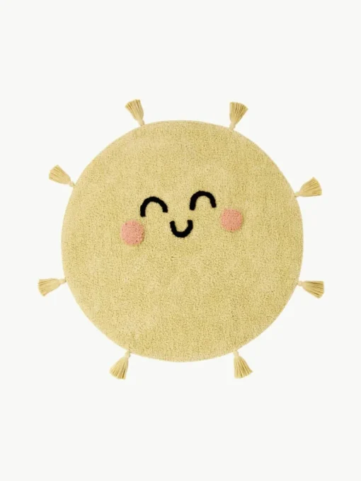 Handgewebter Kinderteppich You're My Sunshine mit Quasten, waschbar