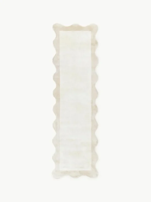 Handgewebter Viskoseläufer Wavy mit welligem Rand