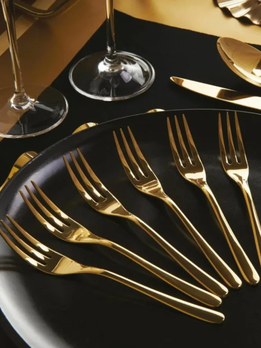 Hochglanzpolierte Kuchengabeln Taste, 6 Stück