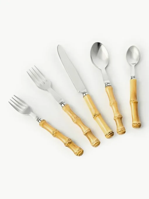 Hochglanzpoliertes Besteck-Set Bamboo, 1 Person (5-tlg.)