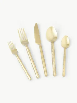 Hochglanzpoliertes Besteck-Set Miles in Hammerschlag-Optik, 4 Personen (20-tlg.)