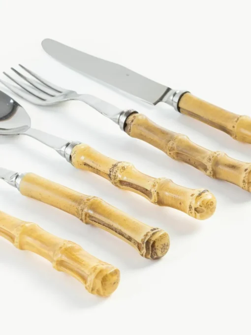 Hochglanzpoliertes Besteck-Set Bamboo, 1 Person (5-tlg.)