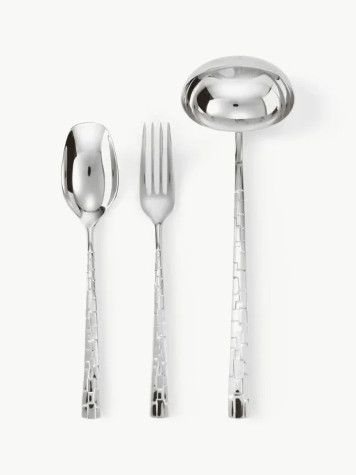 Hochglanzpoliertes Servierbesteck-Set Sculpt aus Edelstahl, 3-tlg.