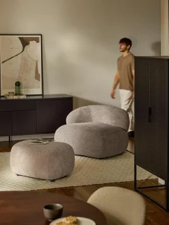 Hocker Alba aus Teddy-Bouclé