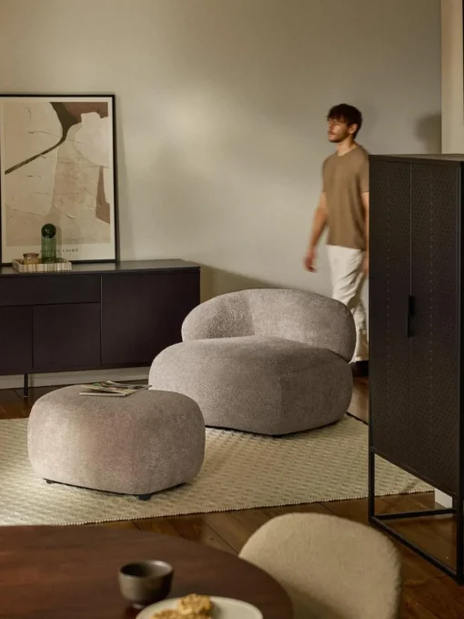 Hocker Alba aus Teddy-Bouclé