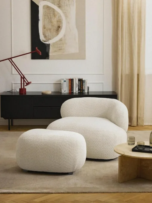 Hocker Alba aus Teddy-Bouclé