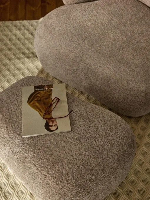 Hocker Alba aus Teddy-Bouclé