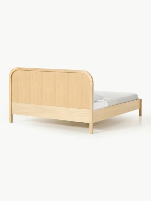 Holzbett Jones mit Kopfteil aus Bouclé
