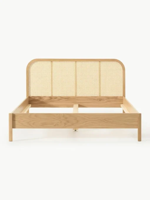 Holzbett Jones mit Kopfteil aus Wiener Geflecht