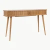 Holz-Konsole Barbier mit Rolltüren und geriffelter Front