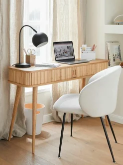 Holz-Konsole Barbier mit Rolltüren und geriffelter Front