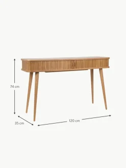 Holz-Konsole Barbier mit Rolltüren und geriffelter Front