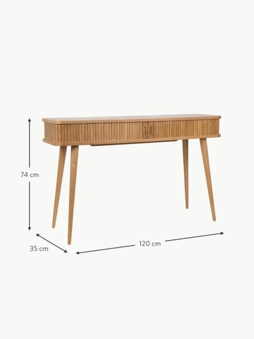 Holz-Konsole Barbier mit Rolltüren und geriffelter Front