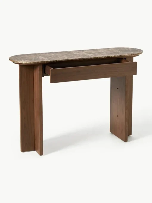 Holz-Konsole Zumi mit Marmorplatte und Schublade
