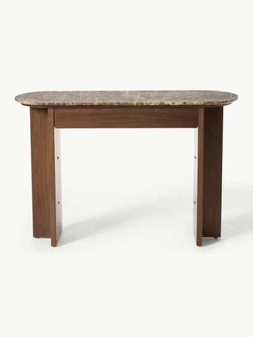 Holz-Konsole Zumi mit Marmorplatte und Schublade
