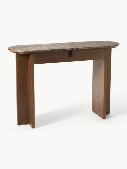 Holz-Konsole Zumi mit Marmorplatte und Schublade