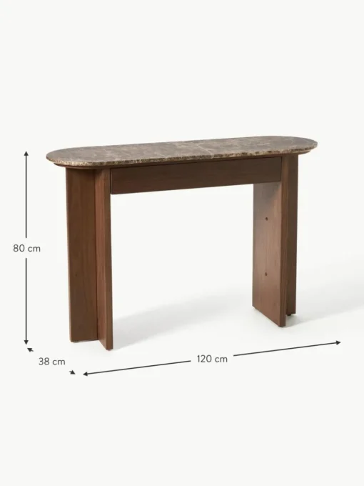 Holz-Konsole Zumi mit Marmorplatte und Schublade