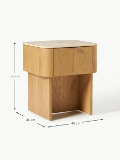 Holz-Nachttisch Zumi mit Travertinplatte