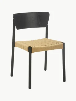 Holzstühle Danny mit Rattan-Sitzfläche, 2 Stück