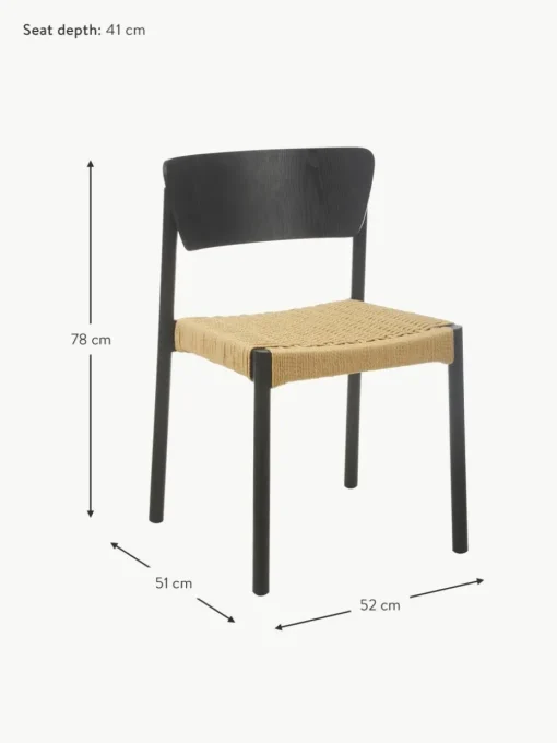 Holzstühle Danny mit Rattan-Sitzfläche, 2 Stück