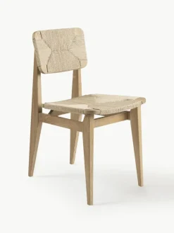Holzstuhl C-Chair aus Eichenholz mit geflochtener Sitzfläche