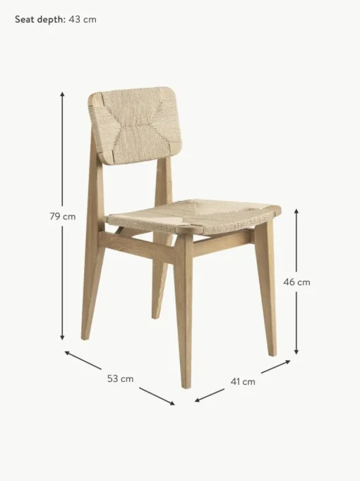 Holzstuhl C-Chair aus Eichenholz mit geflochtener Sitzfläche