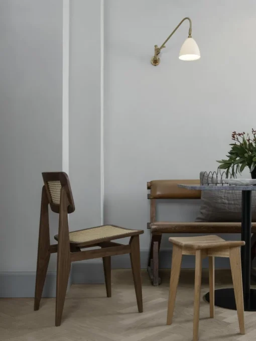Holzstuhl C-Chair aus Walnussholz mit Wiener Geflecht