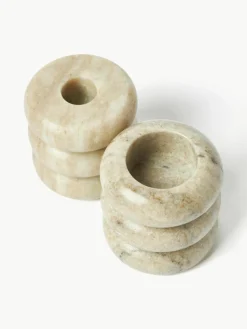 2in1 Kerzen- und Teelichthalter Orta aus Marmor, 2er-Set