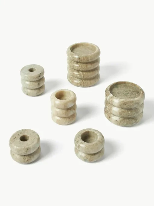 2in1 Kerzen- und Teelichthalter Orta aus Marmor, 2er-Set