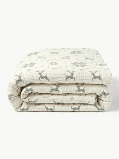 Jacquard-Tagesdecke Cianna mit Weihnachtsmuster