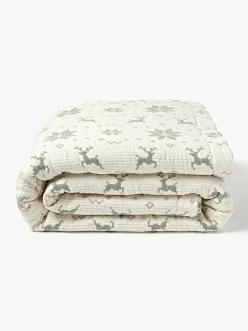 Jacquard-Tagesdecke Cianna mit Weihnachtsmuster
