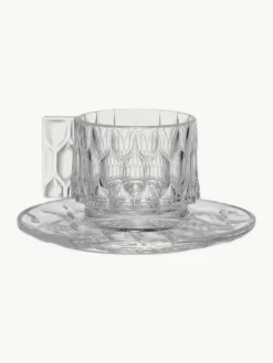 Kaffeetassen mit Untertassen Jellies mit Strukturmuster, 4 Stück