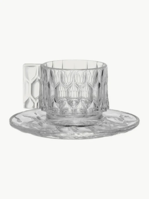 Kaffeetassen mit Untertassen Jellies mit Strukturmuster, 4 Stück