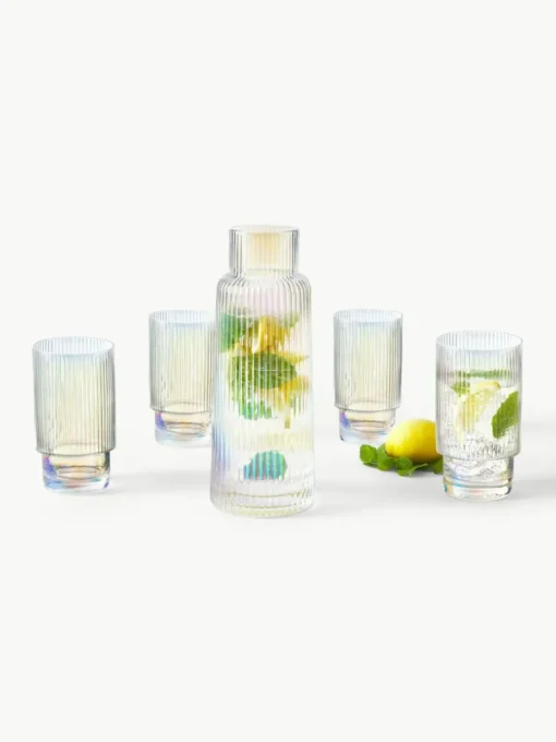 Karaffe Minna mit irisierender Oberfläche und Rillenrelief, 1.1 L