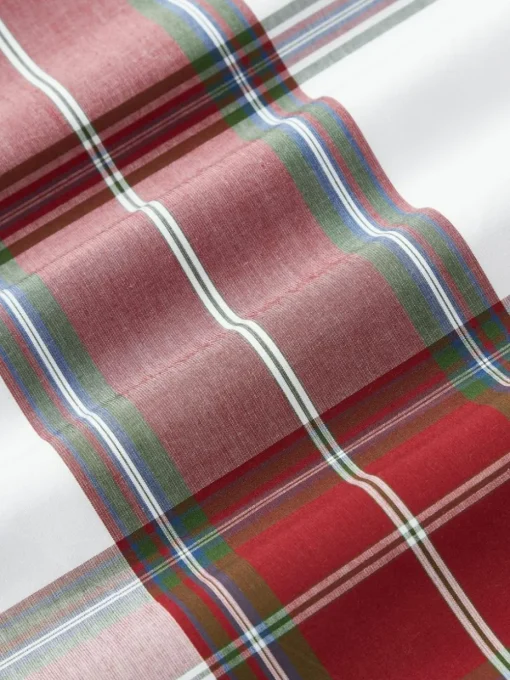 Karierter Baumwollperkal-Kopfkissenbezug Scarlet mit Keder