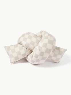 Kariertes Samt-Dekokissen Knot