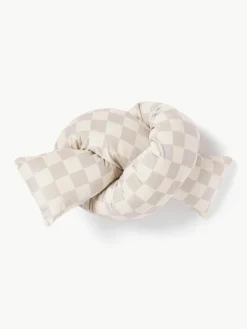 Kariertes Samt-Dekokissen Knot