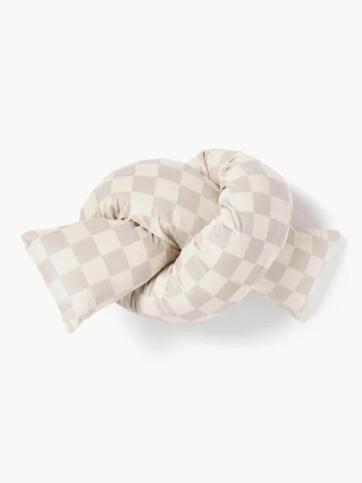 Kariertes Samt-Dekokissen Knot