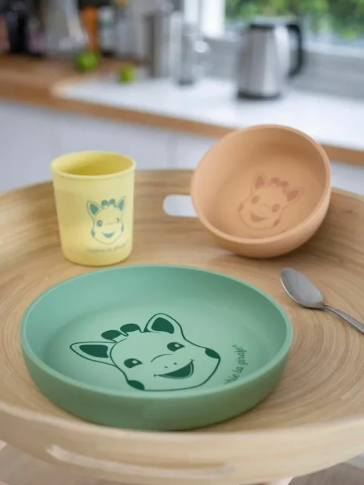 Kindergeschirr-Set Sophie la girafe aus Silikon, 4-tlg.