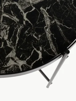 Klappbarer Beistelltisch Cupid mit Glasplatte in Marmor-Optik