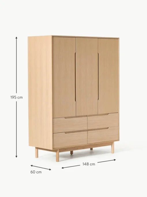 Kleiderschrank Cassy, 3-türig