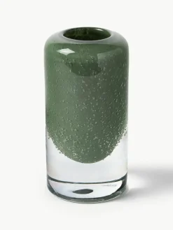 Kleine mundgeblasene Vase Dylla mit Luftbläschen, H 16 cm