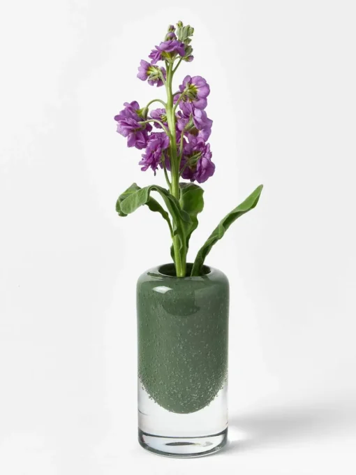 Kleine mundgeblasene Vase Dylla mit Luftbläschen, H 16 cm